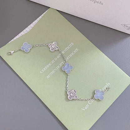 [Am jewelry] CLOVER 5 MOTIF PURPLE CHALCEDONY BRACELET COLLECTION