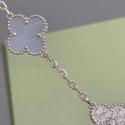 [Am jewelry] CLOVER 5 MOTIF PURPLE CHALCEDONY BRACELET COLLECTION