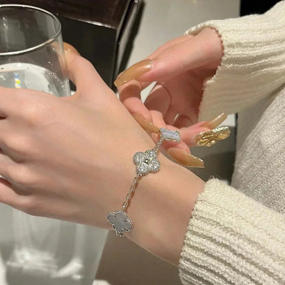 [Am jewelry] CLOVER 5 MOTIF PURPLE CHALCEDONY BRACELET COLLECTION