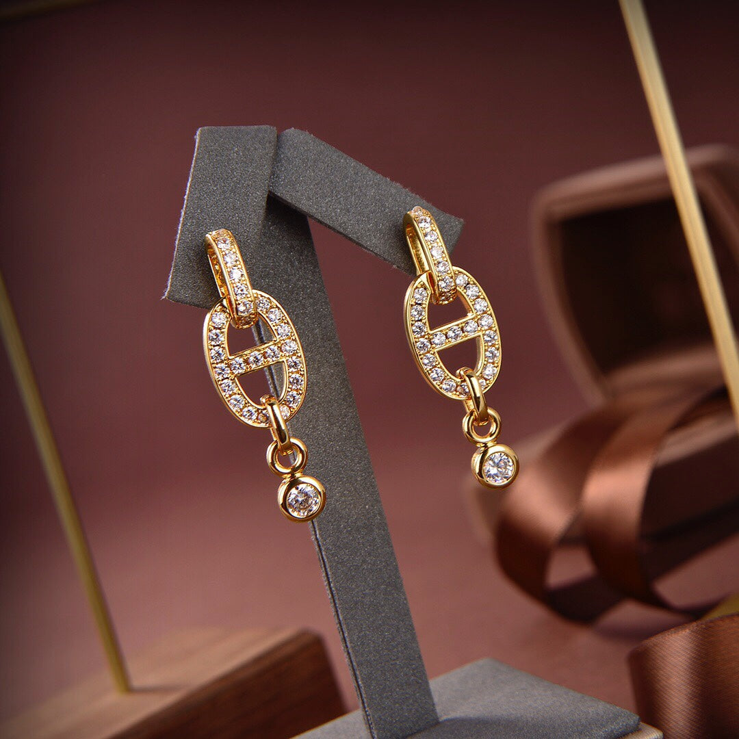 [Am jewelry]HM CHAINE DIAMOND EARRINGS