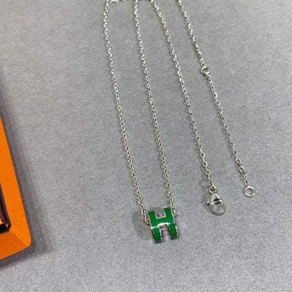 [Am jewelry]POP H GREEN NECKLACE SILVER AND GOLD