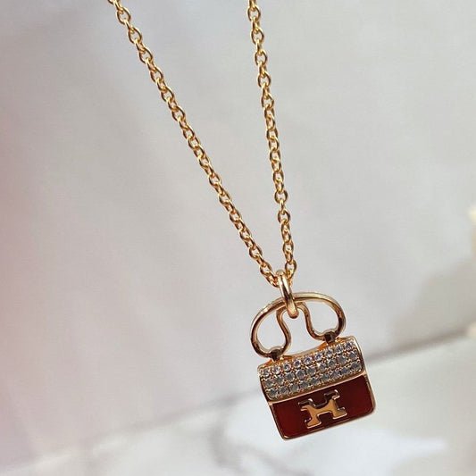 [Am jewelry]CONSTANCE RED PEDANT PINK GOLD NECKLACE