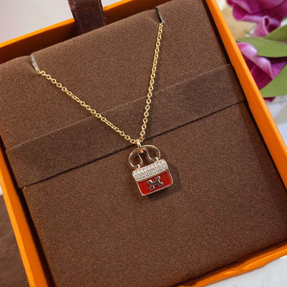 [Am jewelry]CONSTANCE RED PEDANT PINK GOLD NECKLACE