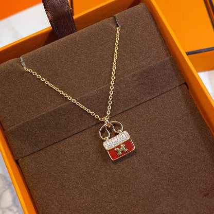 [Am jewelry]CONSTANCE RED PEDANT PINK GOLD NECKLACE