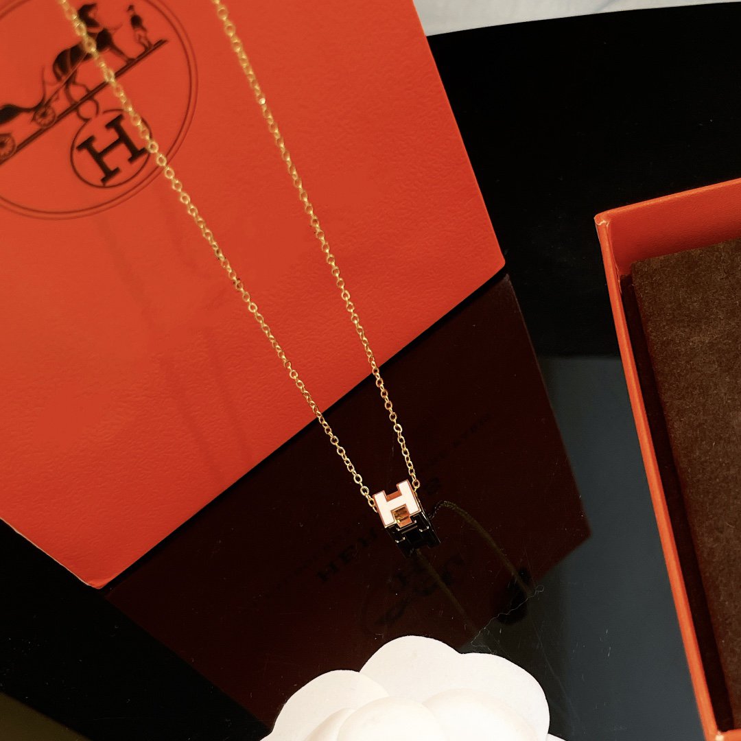 [Am jewelry]H WHITE SQUARE GOLD NECKLACE