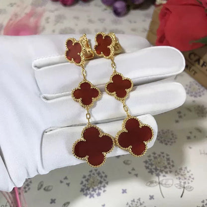 [Am jewelry]CLOVER 3 MOTIF CARNELIAN DROP EARRINGS