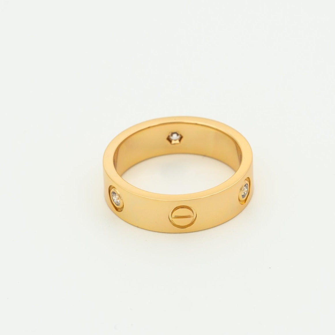 [Am jewelry]LOVE RING 5.5MM 3 DIAMONDS PINK GOLD