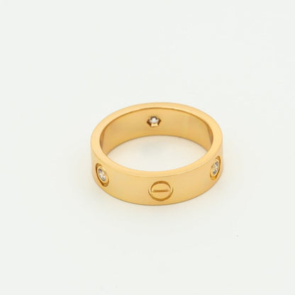 [Am jewelry]LOVE RING 5.5MM 3 DIAMONDS PINK GOLD