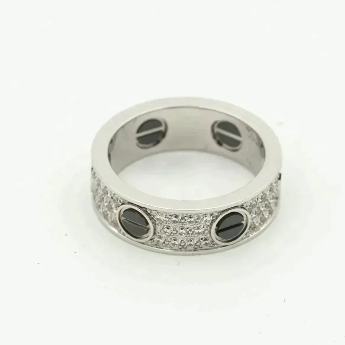 [Am jewelry]LOVE RING 5.5MM DIAMONDS PAVED CERAMIC