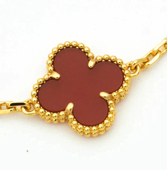 [Am jewelry] CLOVER 5 MOTIF RED CORNELIAN BRACELET COLLECTION