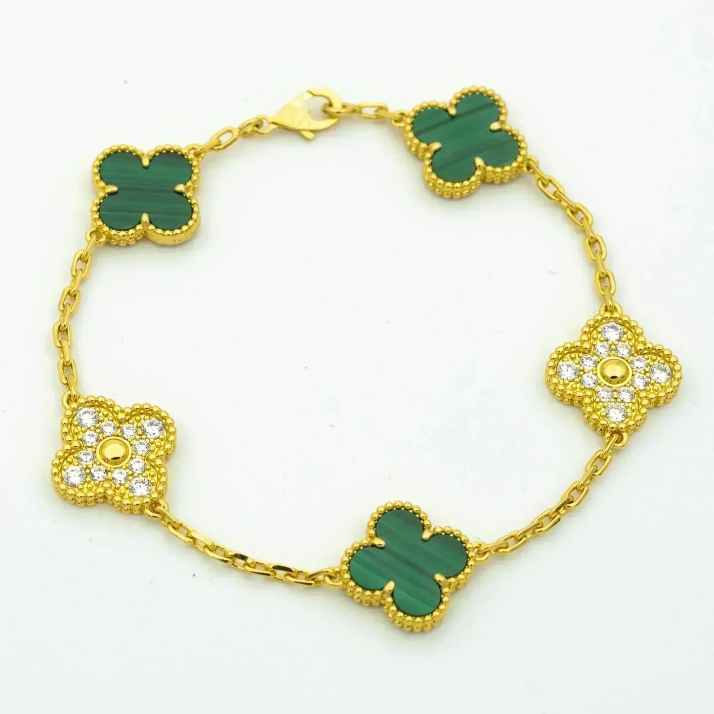 [Am jewelry] CLOVER 5 MOTIF MALACHITE BRACELET COLLECTION