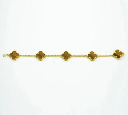 [Am jewelry] CLOVER 5 MOTIFS TIGER EYE BRACELET COLLECTION