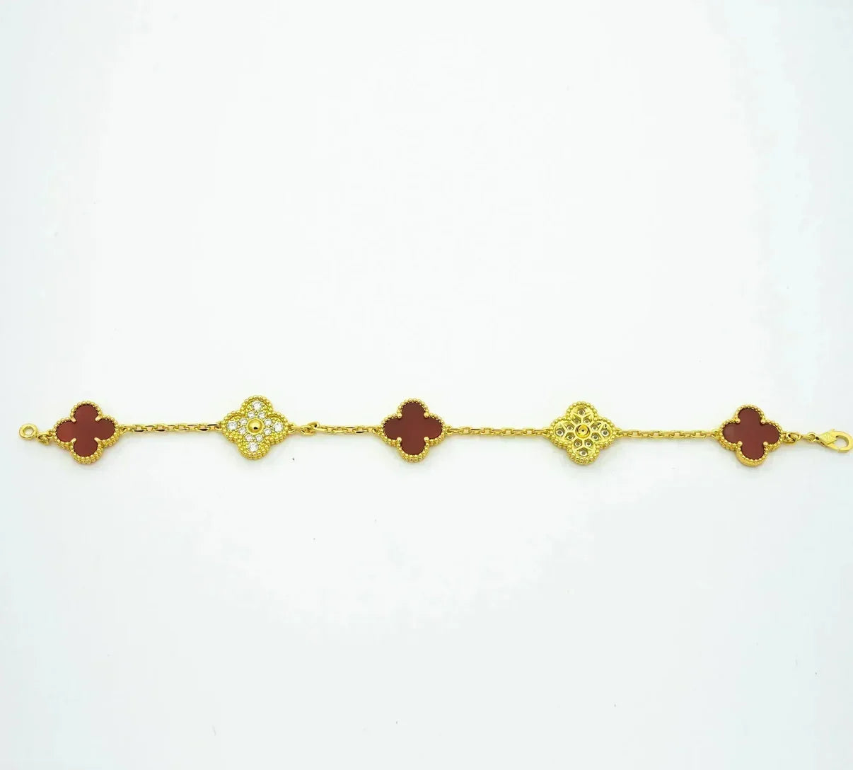 [Am jewelry] CLOVER 5 MOTIF RED CORNELIAN BRACELET COLLECTION