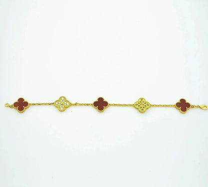 [Am jewelry] CLOVER 5 MOTIF RED CORNELIAN BRACELET COLLECTION