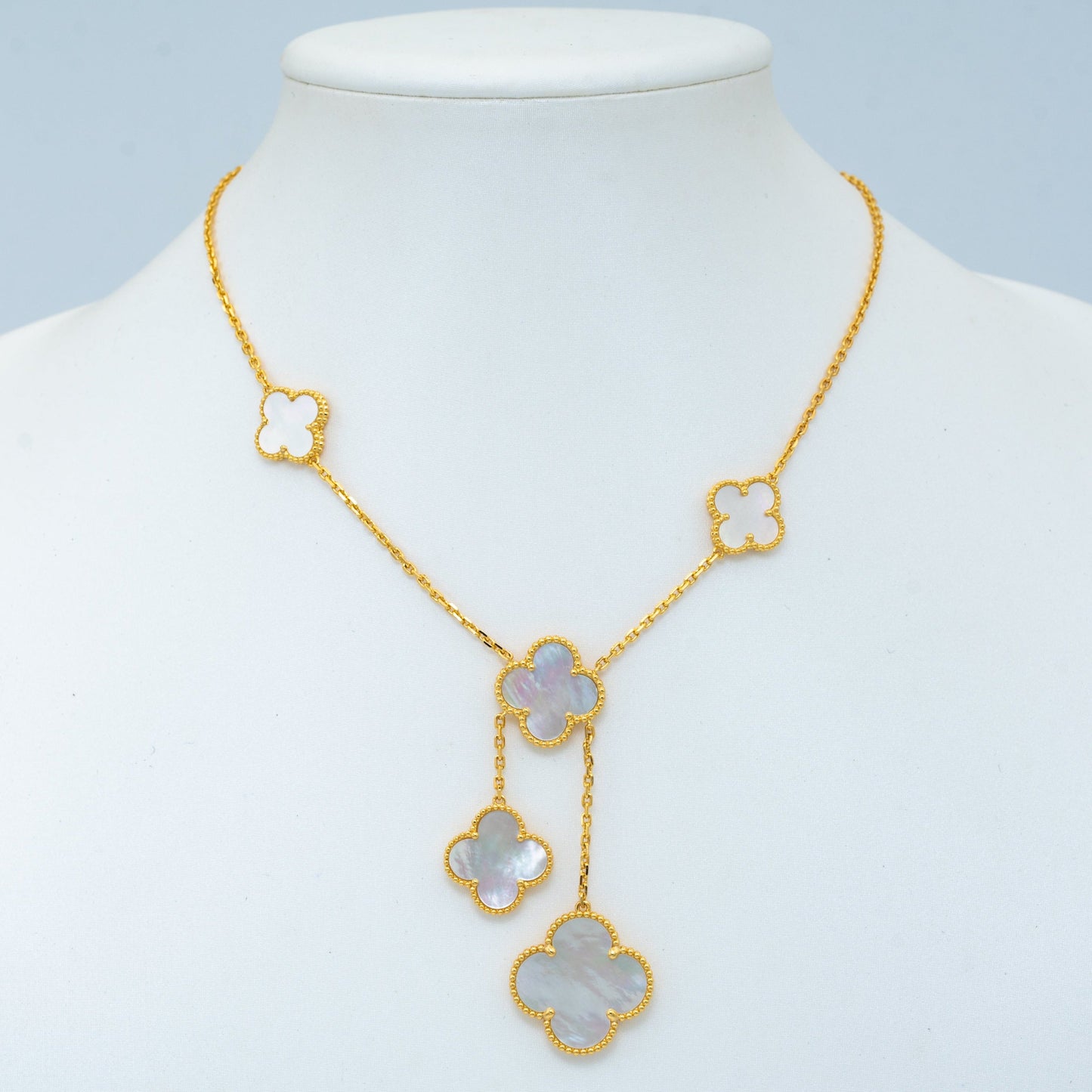 [Am jewelry]CLOVER MOTHER OF PEARL NECKLACE 6 MOTIF
