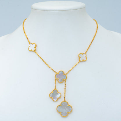 [Am jewelry]CLOVER MOTHER OF PEARL NECKLACE 6 MOTIF