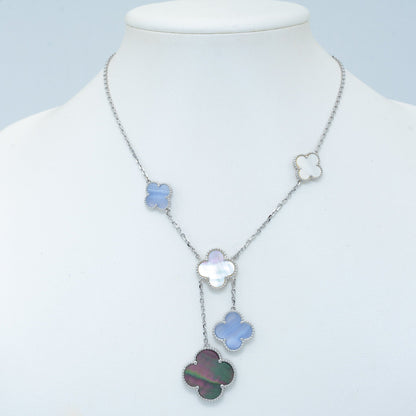 [Am jewelry]CLOVER MOP CHALCEDONY NECKLACE SILVER 6 MOTIF