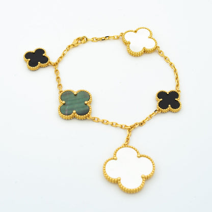 [Am jewelry]CLOVER BRACELET 5 MOTIFS ONYX MOP