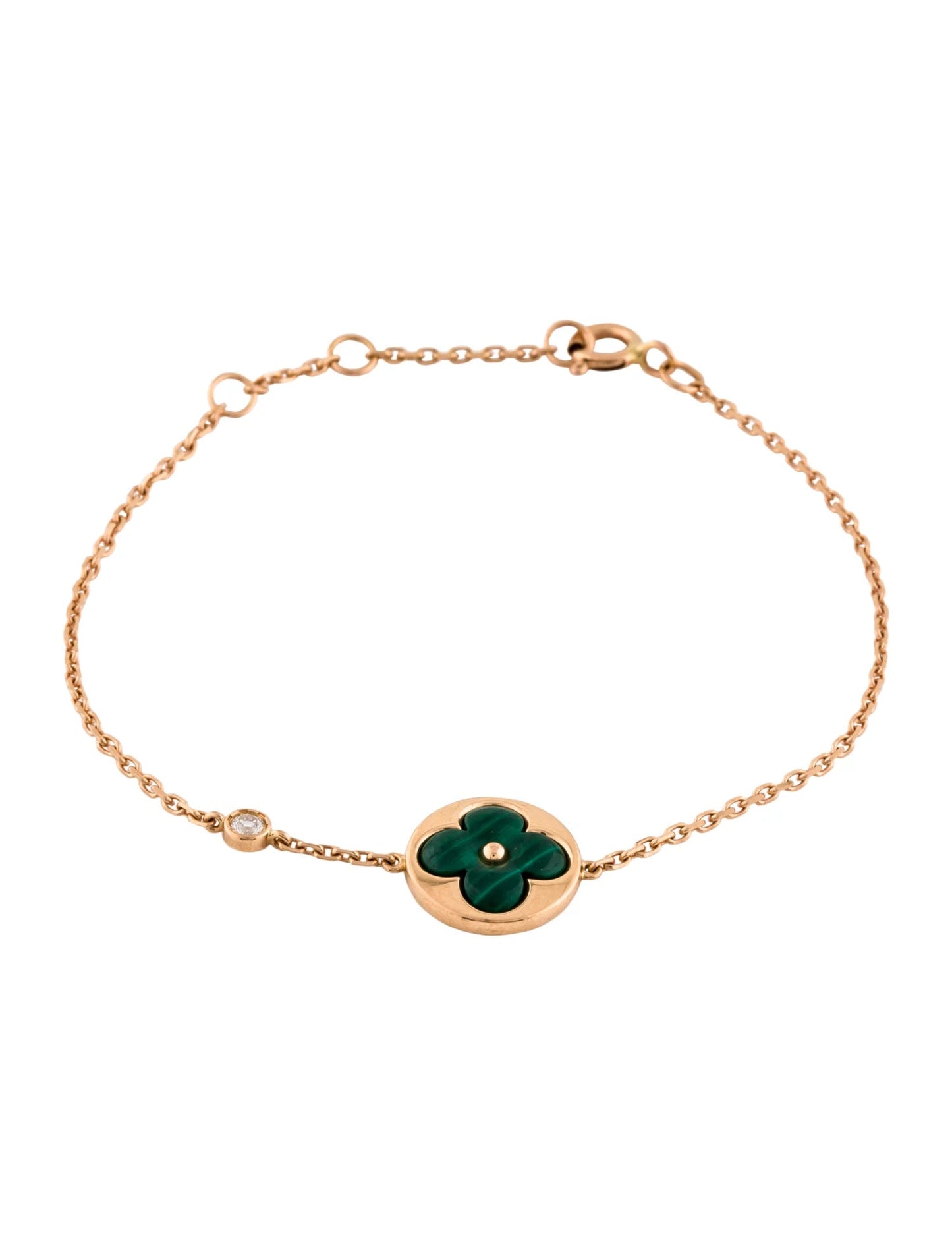 [Am jewelry]SUN MALACHITE 1 DIAMOND PINK GOLD BRACELET