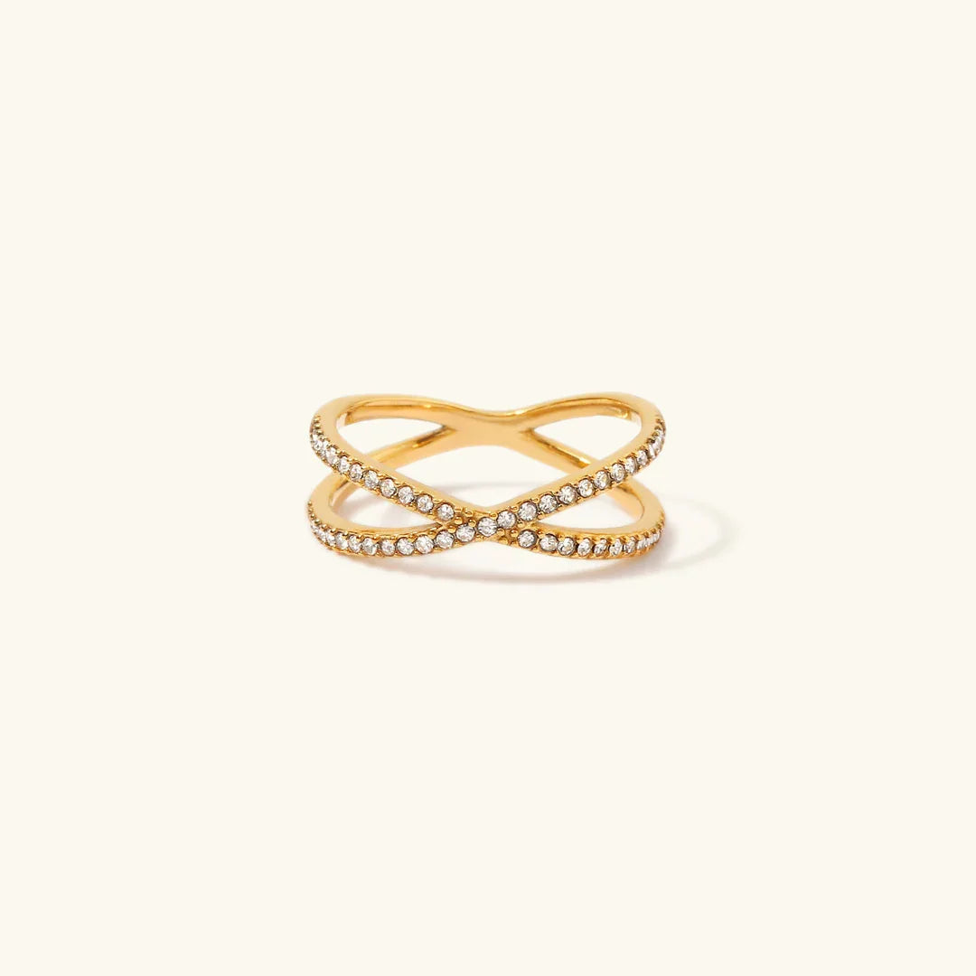 [AM Jewels]Nia Gold Diamond Cross Ring