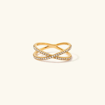 [AM Jewels]Nia Gold Diamond Cross Ring