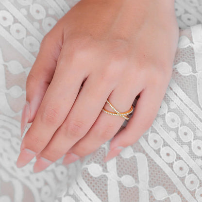 [AM Jewels]Nia Gold Diamond Cross Ring