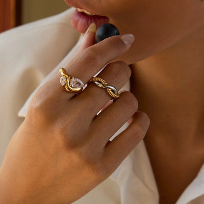[AM Jewels]Soletta Diamond Teardrop Gold Ring