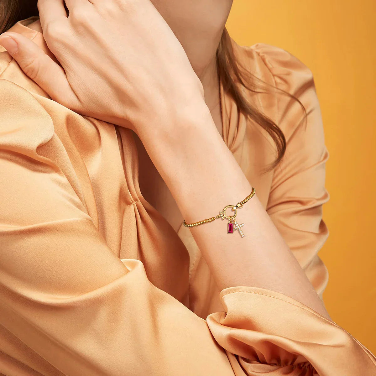 [AM Jewels]Amalia Birthstone Cross Bracelet