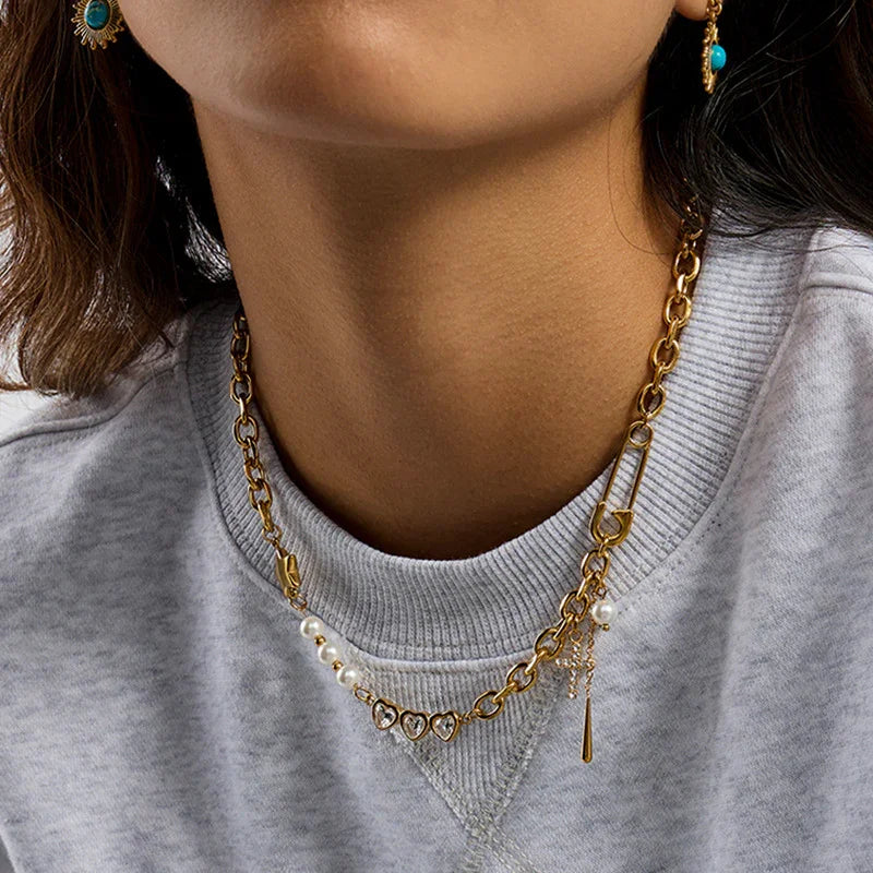 [AM Jewels]Zeraphine Diamond Pearl Gold Necklace