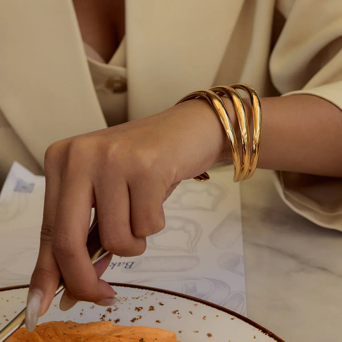 [AM Jewels]Meredith Triple Layer Gold Bangle