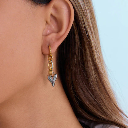[AM Jewels]Sarah Heart & Lock Gold Earrings