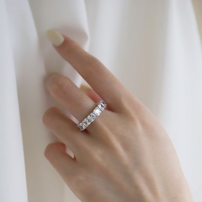 [Am jewelry]Elegant Princess Cut Tennis Ring