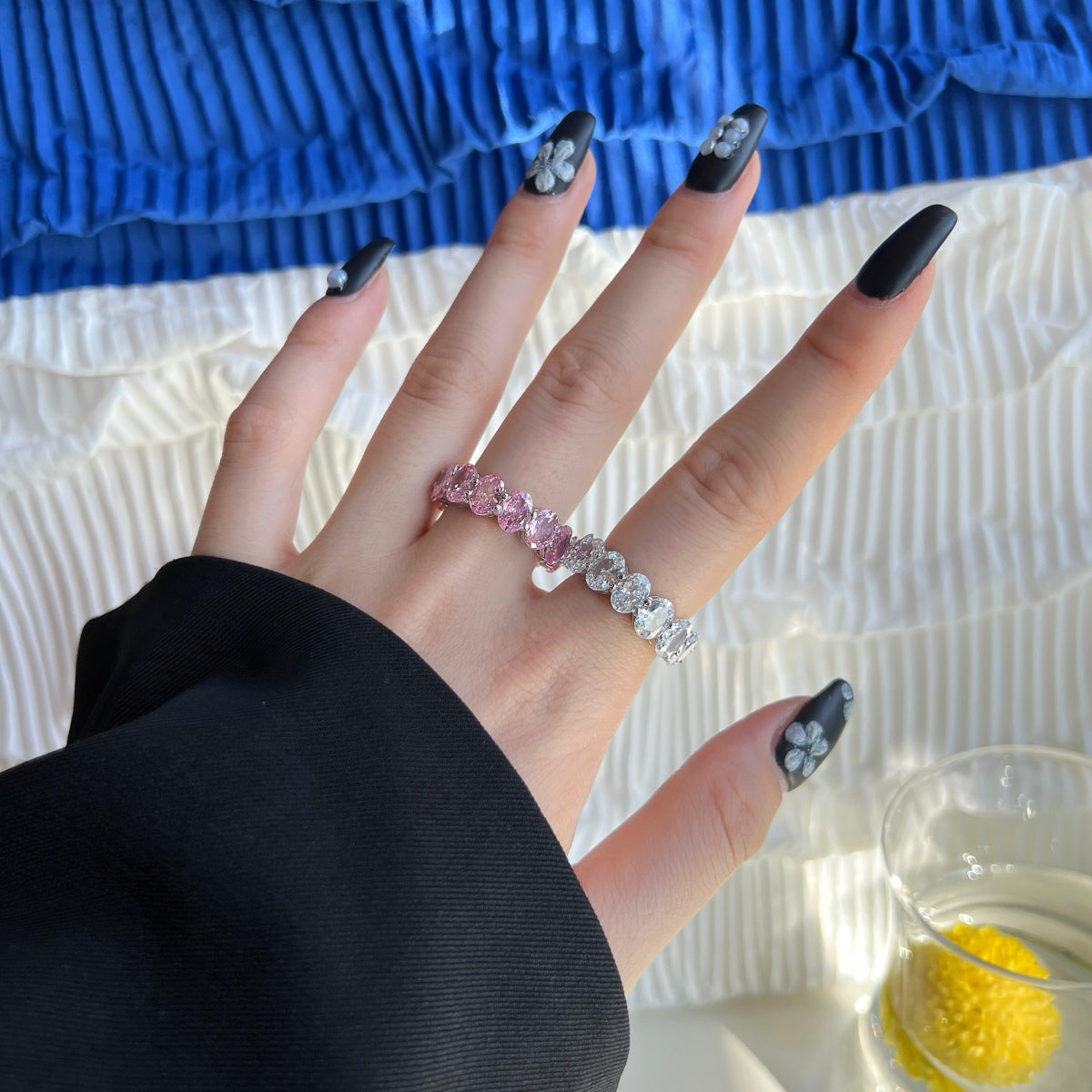 [Am jewelry]Dainty Elongated Cushion Cut Tennis Ring
