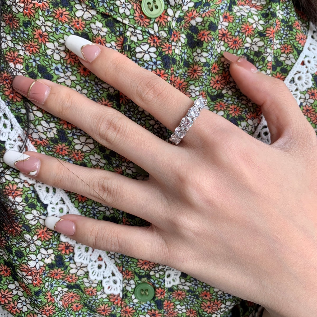 [Am jewelry]Gorgeous Round Cut Tennis Ring