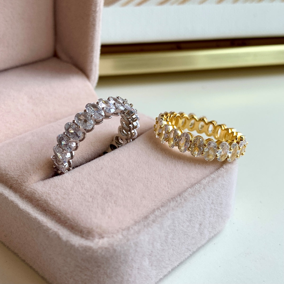 [Am jewelry]Ornate Oval Cut Tennis Ring