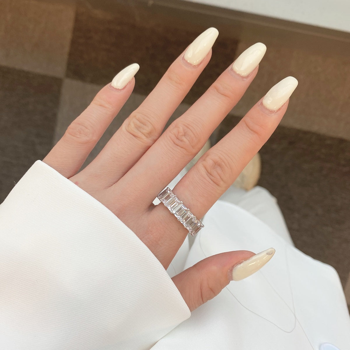 [Am jewelry]0.75 Carat Elegant Emerald Cut Tennis Ring