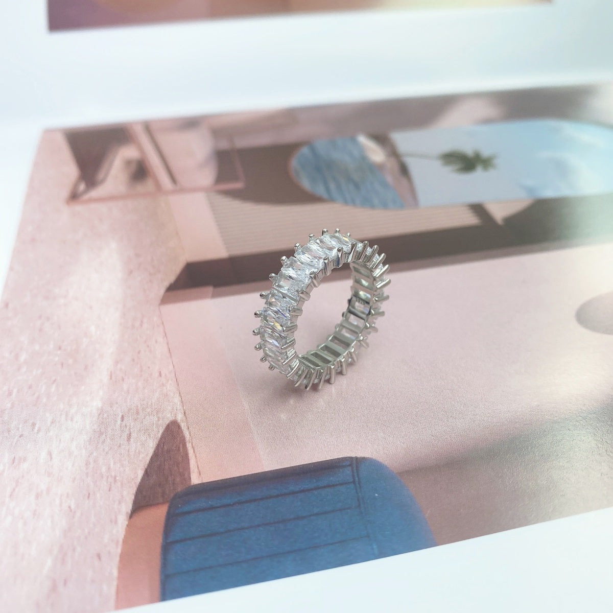 [Am jewelry]Unique Colorful Radiant Cut RIng