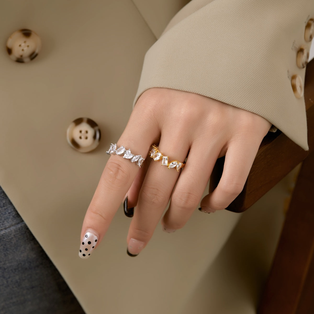 [Am jewelry]Delicate Multi Cut Ring
