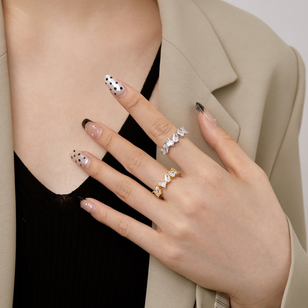 [Am jewelry]Delicate Multi Cut Ring