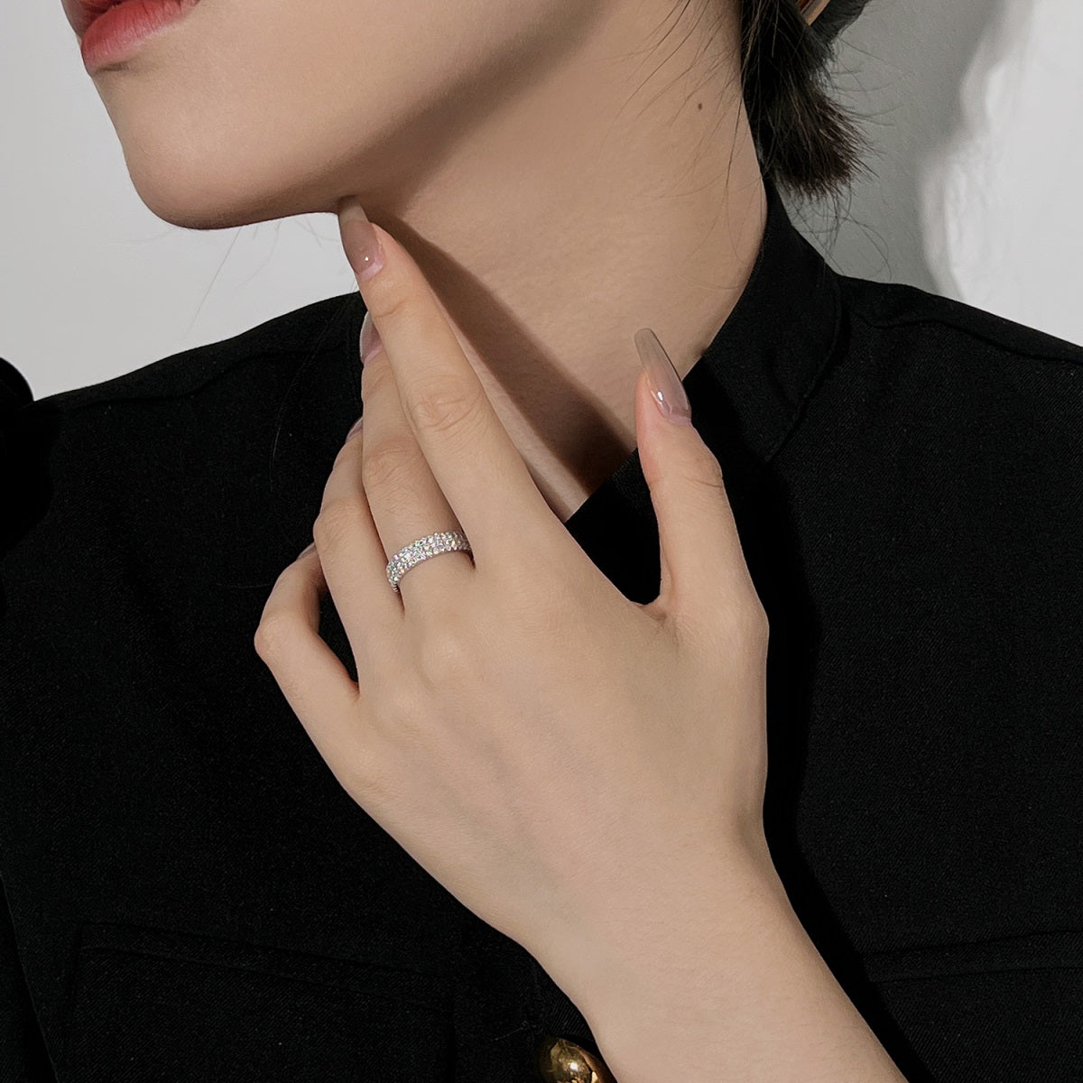 [Am jewelry]Dainty Round Cut Tennis Ring