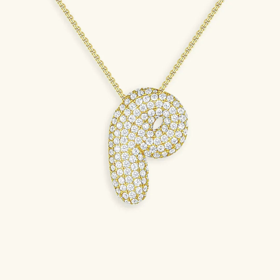 [AM Jewels]Bubble Initial Diamond Necklace