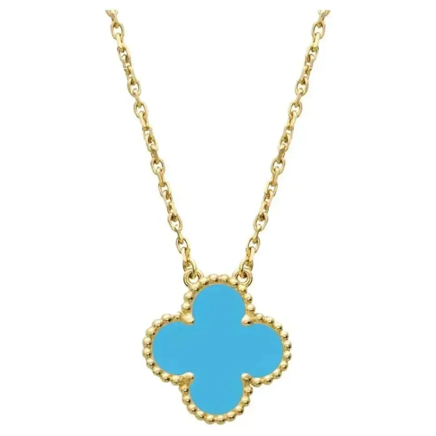 [Am jewelry]CLOVER 15MM VINTAGE TURQUOISE NECKLACE