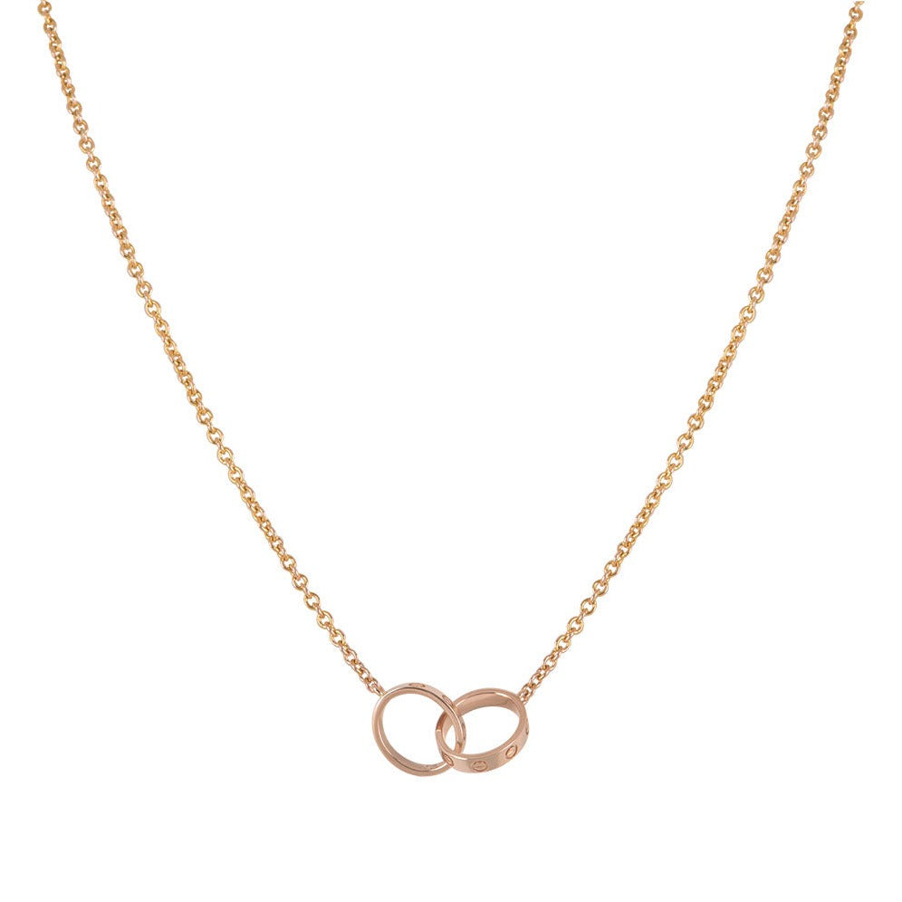 [Am jewelry]LOVE NECKLACE DOUBLE RING PINK GOLD