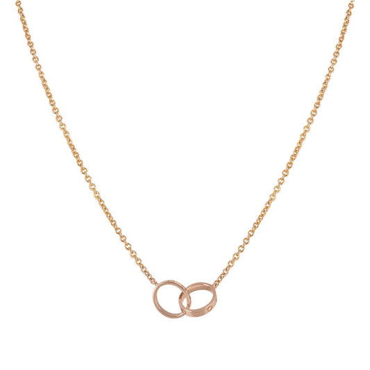 [Am jewelry]LOVE NECKLACE DOUBLE RING PINK GOLD