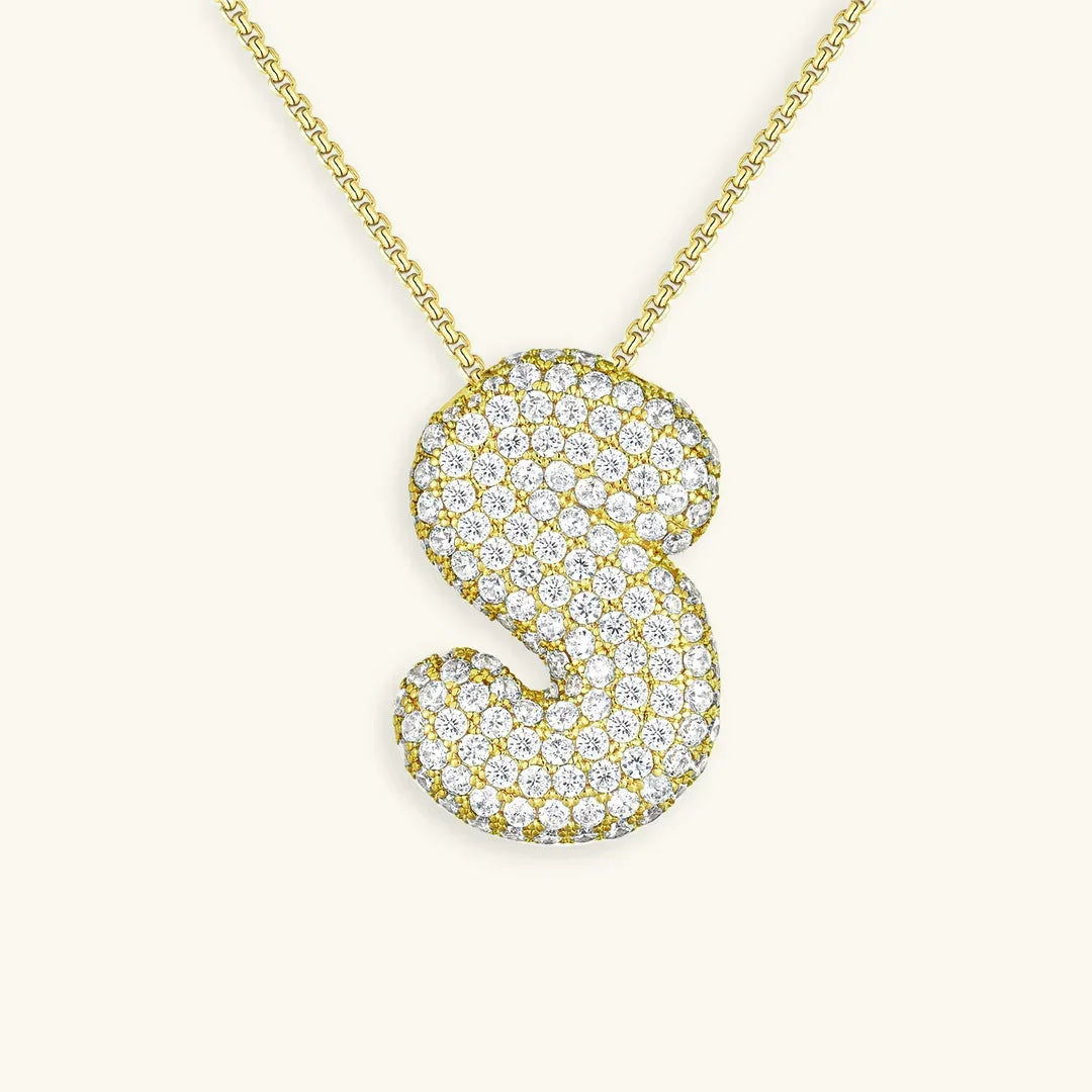 [AM Jewels]Bubble Initial Diamond Necklace