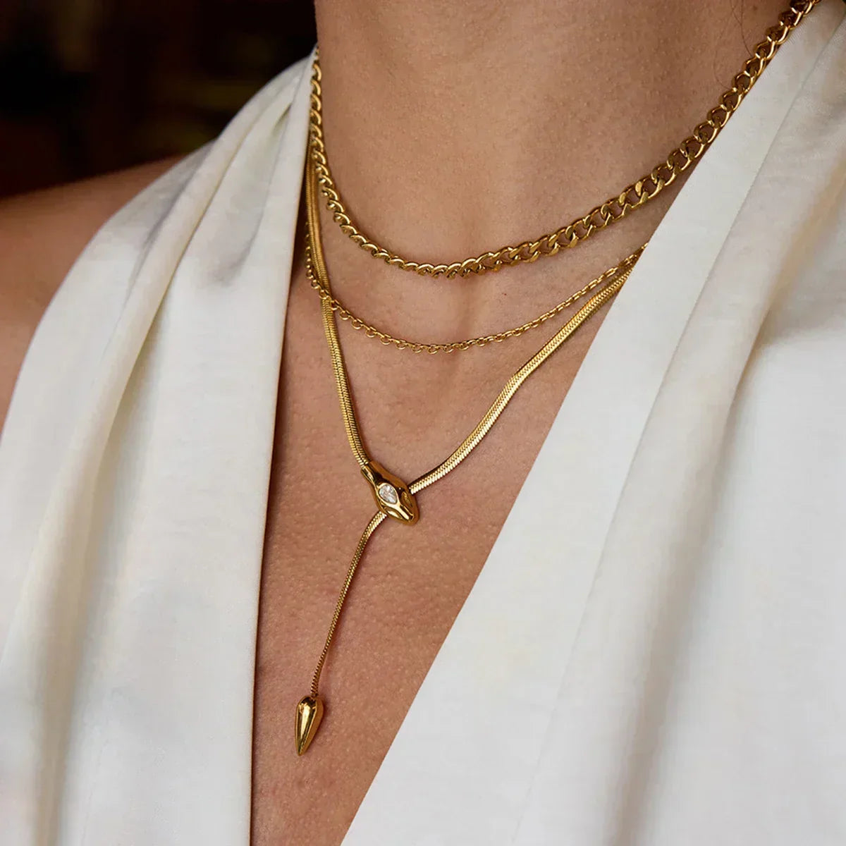 [AM Jewels]Zarelle Gold Serpentine Pendant