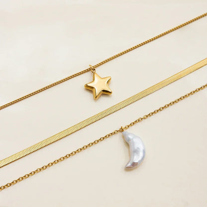 [AM Jewels]Cirra Sun & Moon Layered Gold Necklace