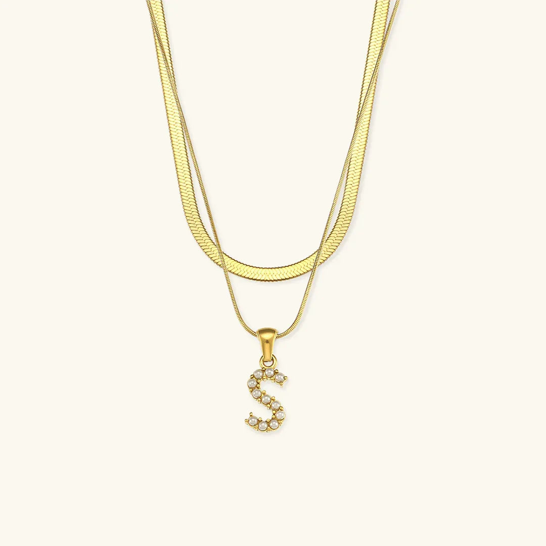 [AM Jewels]Fiona Layered Gold Initial Letter Necklace