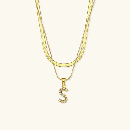 [AM Jewels]Fiona Layered Gold Initial Letter Necklace