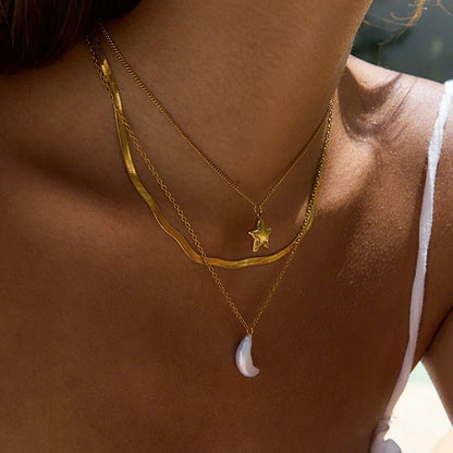 [AM Jewels]Cirra Sun & Moon Layered Gold Necklace